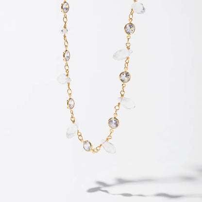 Women's Crystal Bezel Station Chain Necklace - View 1 | Hensley London