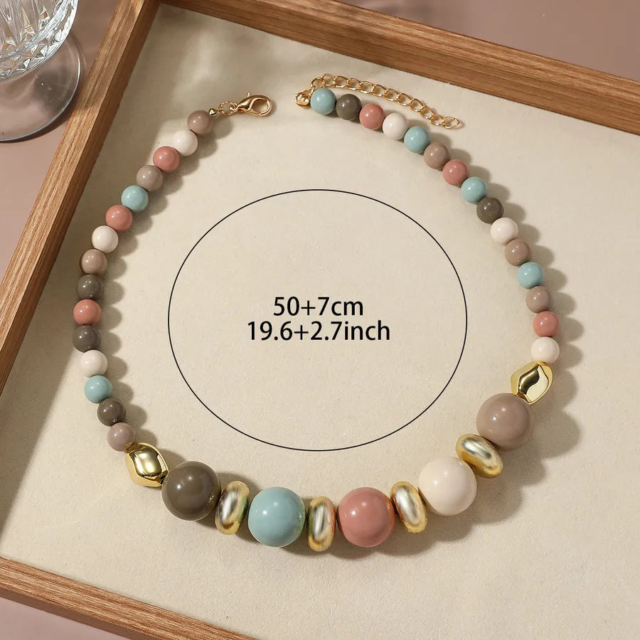Women's Beaded Necklace Colorful Acrylic Geometric 4