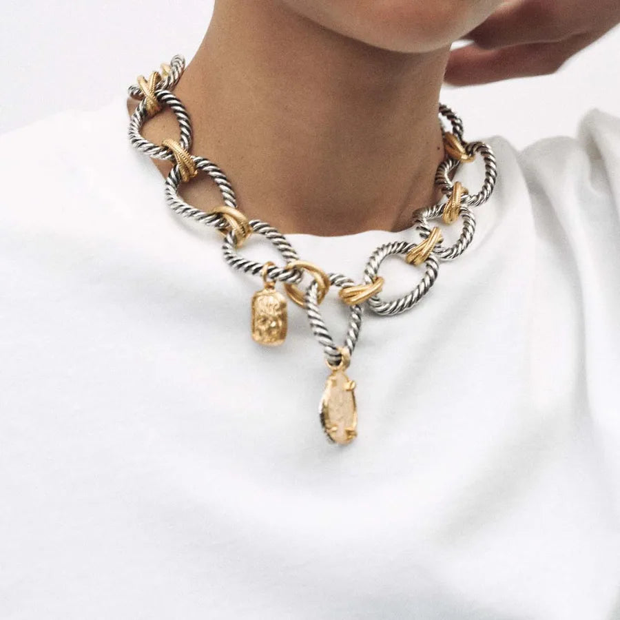 Women's Vintage Twisted Rope Charm Necklace - View 1 | Hensley London