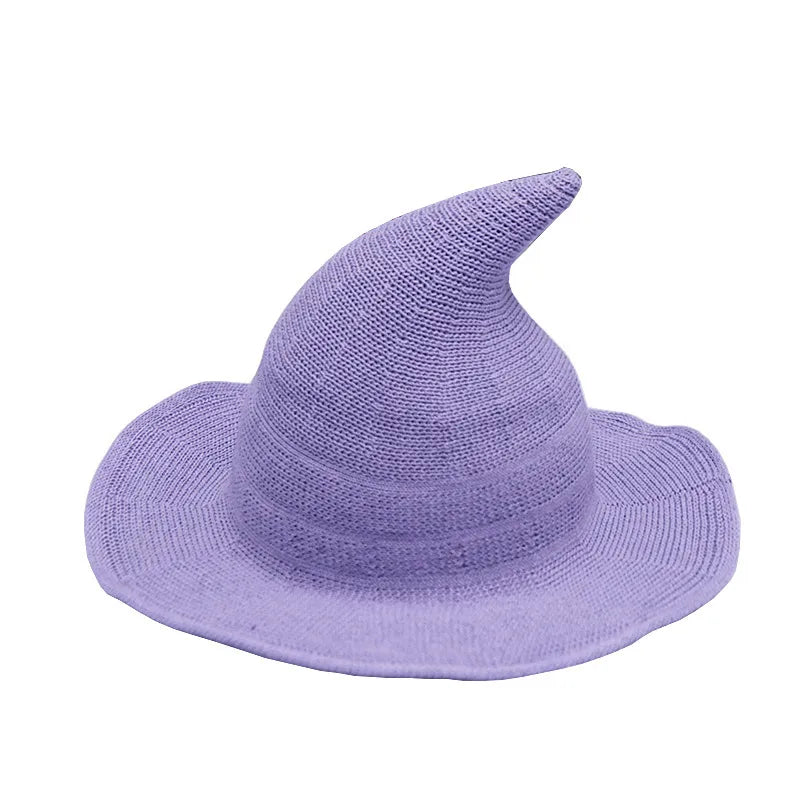 Women's Witch Hat Black Breathable Knitted Cotton Foldable for Halloween 17