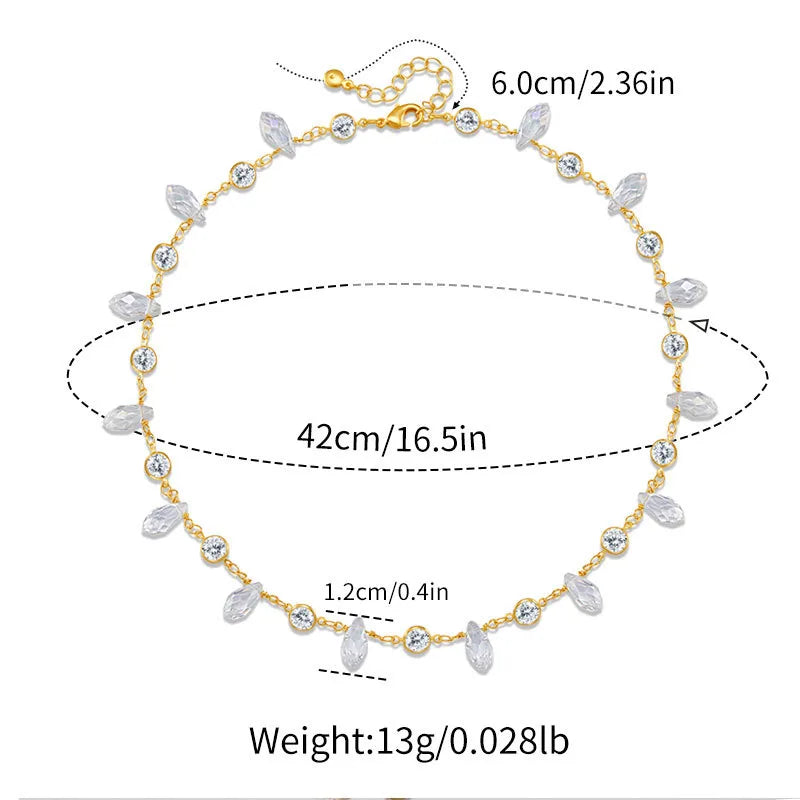 Women's Crystal Bezel Station Chain Necklace - View 6 | Hensley London