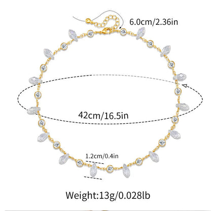Women's Crystal Bezel Station Chain Necklace - View 6 | Hensley London