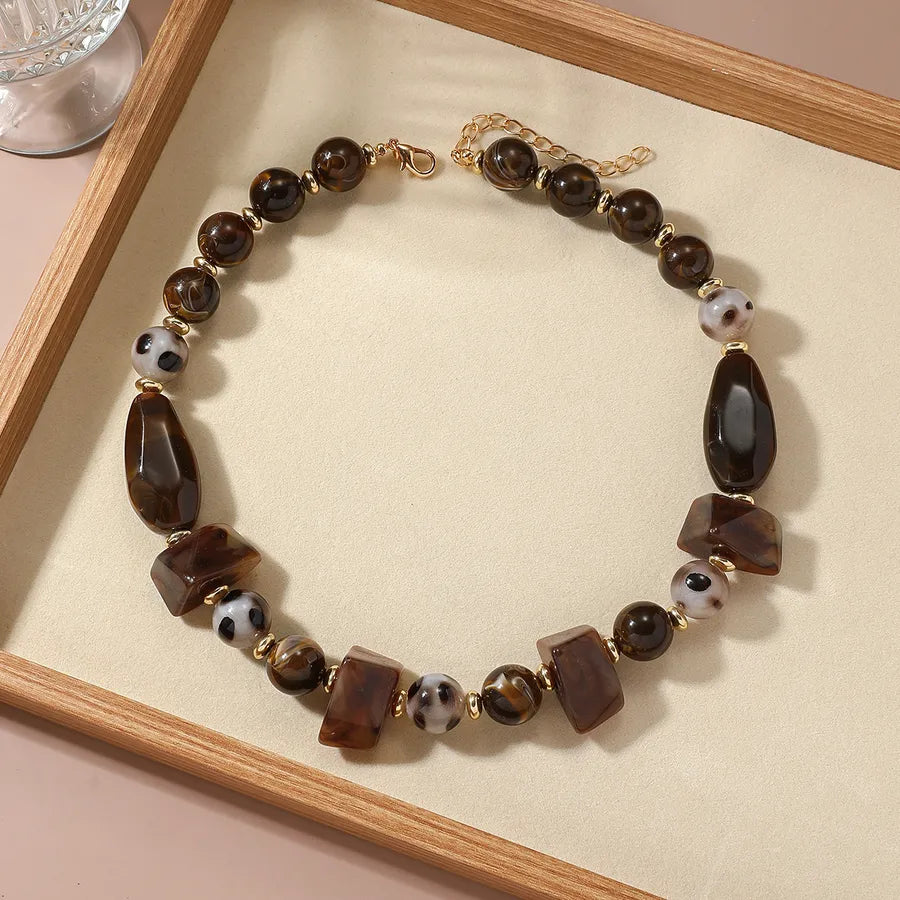 Women's Necklace Coffee Color Acrylic Geometric Design 4