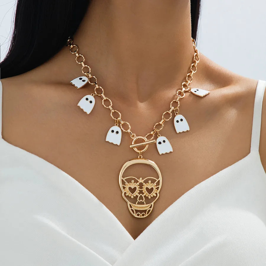 Women's Skeleton Ghost Necklace Silver Zinc Alloy Unique Jewelry 6