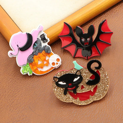 Women's Cat Brooch Pin Black Acrylic Animal Design 2