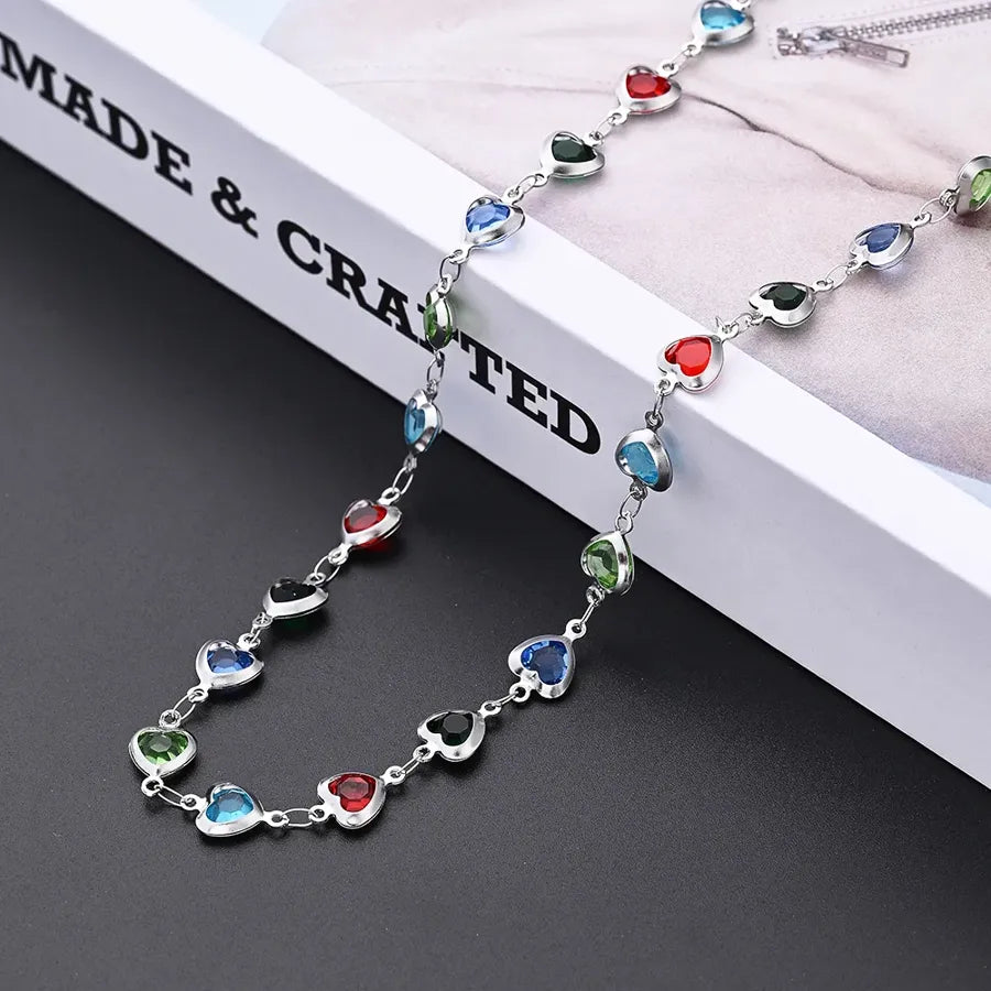 Women's Colorful Heart Glass Pendant Necklace - View 2 | Hensley London