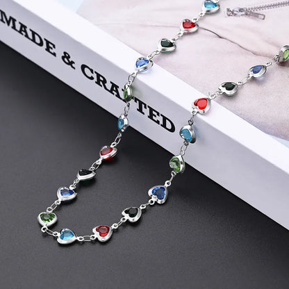 Women's Colorful Heart Glass Pendant Necklace - View 2 | Hensley London