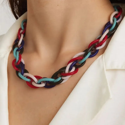 Women's Colorful Acrylic Chunky Chain Necklace - View 1 | Hensley London