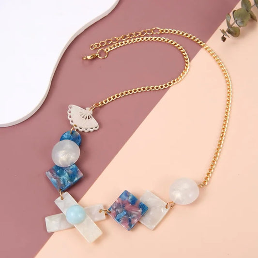 Women's Pendant Necklace Colorful Acrylic Geometric Design 2