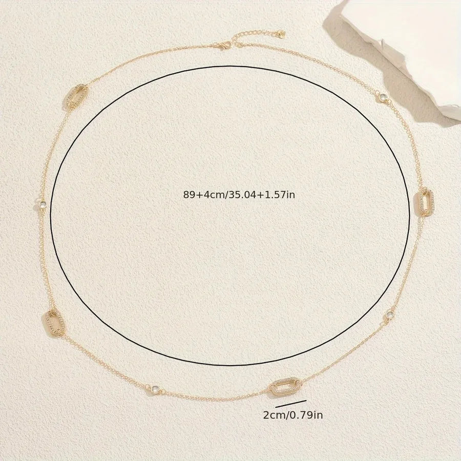Women's Crystal Rectangle Station Long Necklace - View 2 | Hensley London