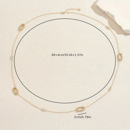 Women's Crystal Rectangle Station Long Necklace - View 2 | Hensley London