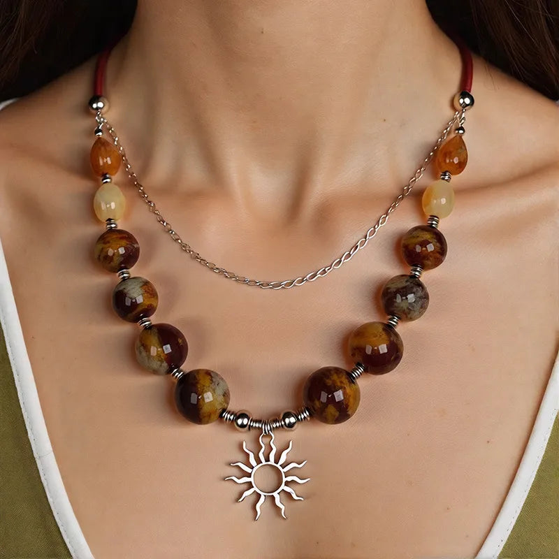 Women's Pendant Necklace Multi-Layer Acrylic Vintage Bohemian 1