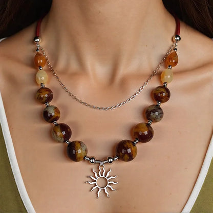 Women's Pendant Necklace Multi-Layer Acrylic Vintage Bohemian 1