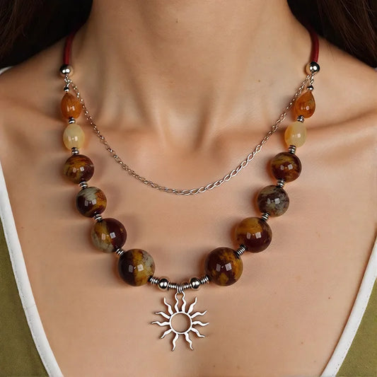 Women's Pendant Necklace Multi-Layer Acrylic Vintage Bohemian 1
