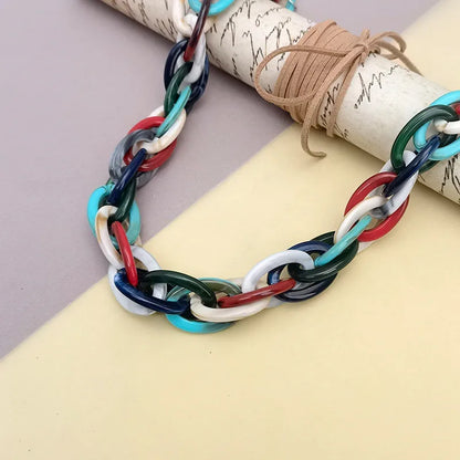 Women's Colorful Acrylic Chunky Chain Necklace - View 4 | Hensley London