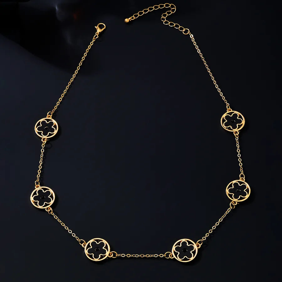 Women's Black Enamel Flower Station Choker - View 7 | Hensley London
