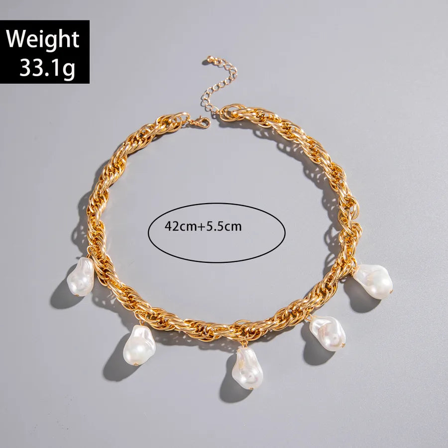 Women's Baroque Pearl Chain Necklace - View 4 | Hensley London