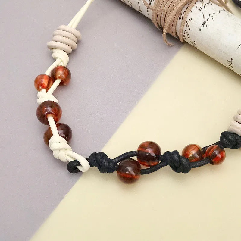 Women's Necklace Color-Block Geometric Wooden Acrylic Beads 3