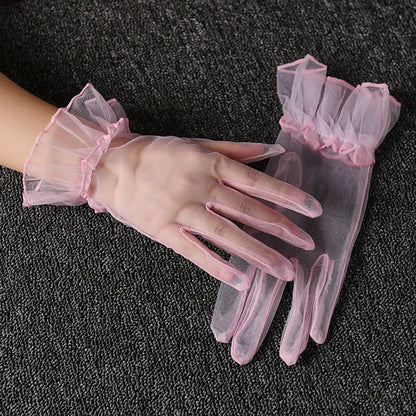 Women's Opera Gloves Black Mesh Elegant Fingertip Style 11