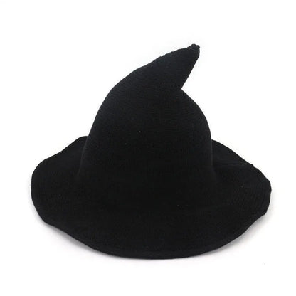 Women's Witch Hat Black Breathable Knitted Cotton Foldable for Halloween 5
