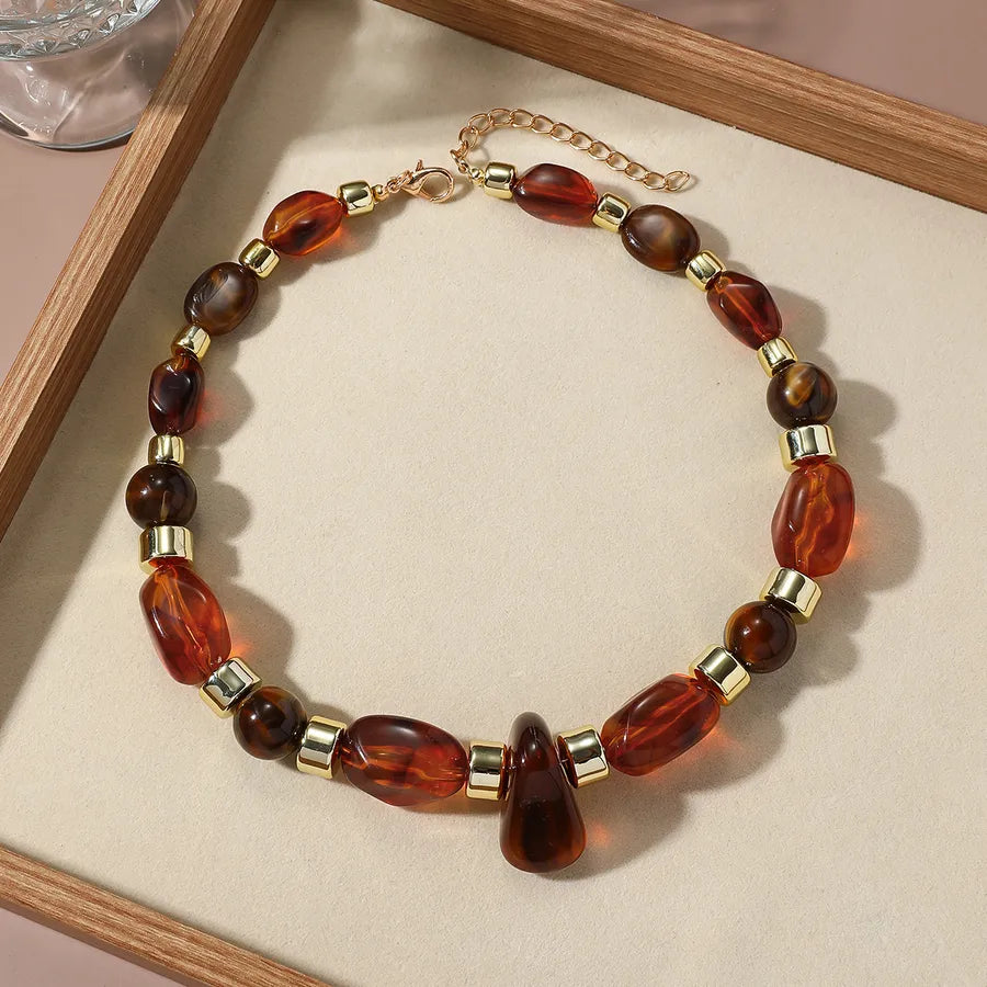Unisex Beaded Necklace Multicolor Acrylic Geometric Design 3