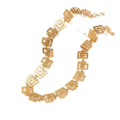 Women's Greek Key Geometric Link Necklace - View 5 | Hensley London
