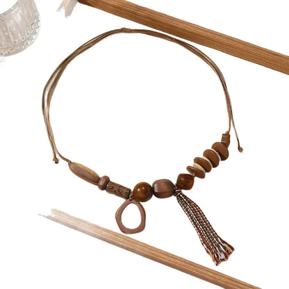 Women's Necklace Geometric Oversized Wooden Beads Bohemian Style 5