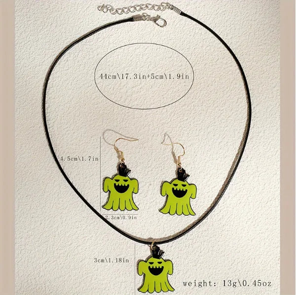 Women's Ghost Pendant Necklace and Earring Set Zinc Alloy 3