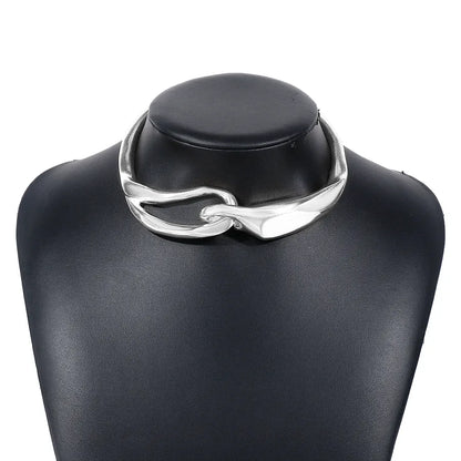 Women's Sculptural Metal Collar Choker Necklace - View 7 | Hensley London