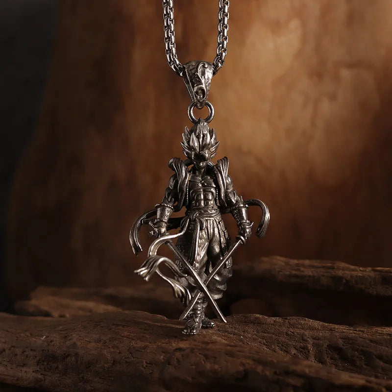 Unisex Retro Cartoon Character Necklace Silver Alloy 3