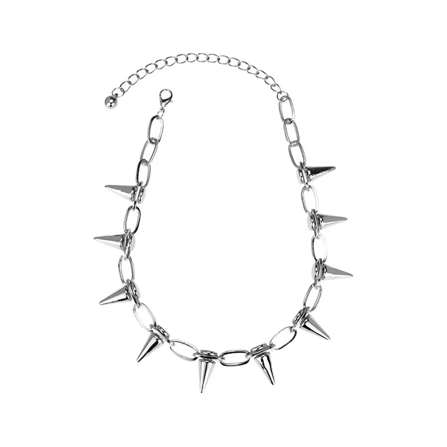 Women's Punk Spike Chain Link Choker Necklace - View 7 | Hensley London