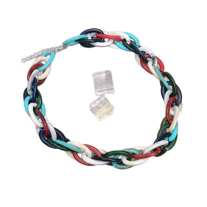 Women's Colorful Acrylic Chunky Chain Necklace - View 5 | Hensley London