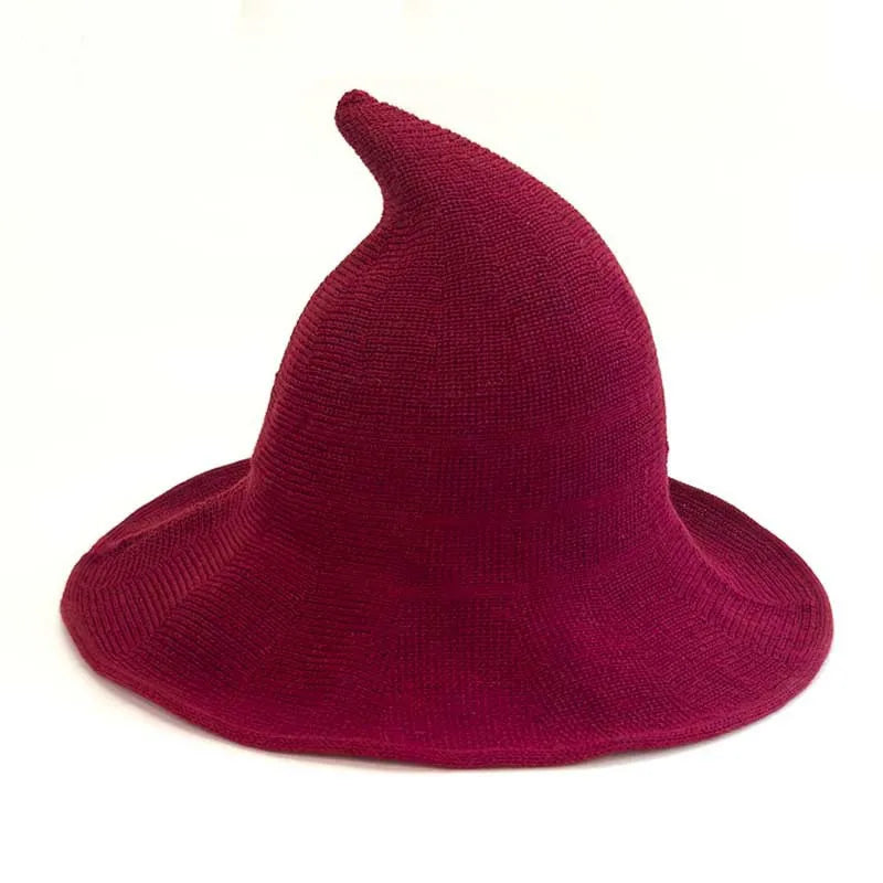 Women's Witch Hat Black Breathable Knitted Cotton Foldable for Halloween 13