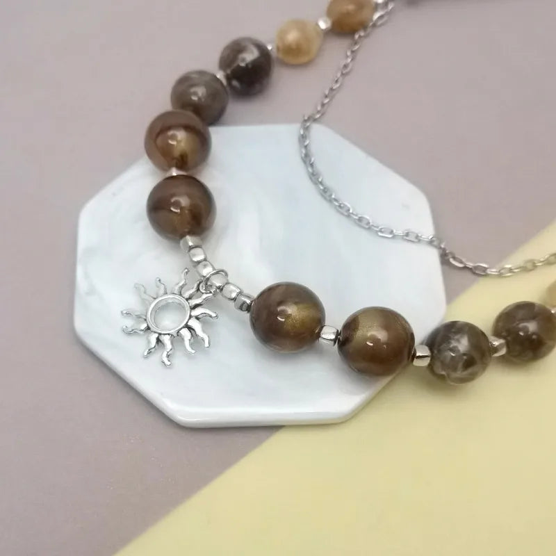 Women's Pendant Necklace Multi-Layer Acrylic Vintage Bohemian 3