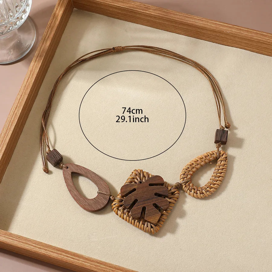 Women's Choker Necklace Geometric Wooden Beads Ethnic Style 4