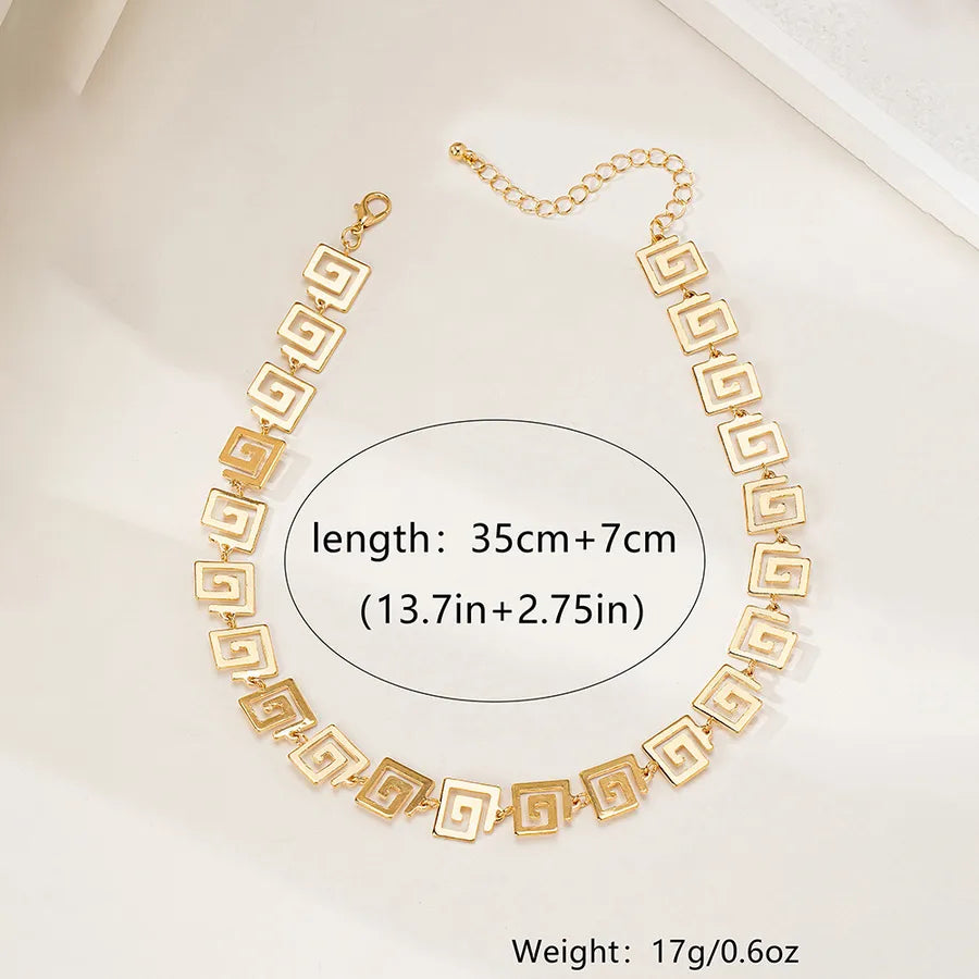 Women's Greek Key Geometric Link Necklace - View 7 | Hensley London