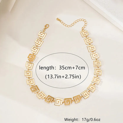 Women's Greek Key Geometric Link Necklace - View 7 | Hensley London