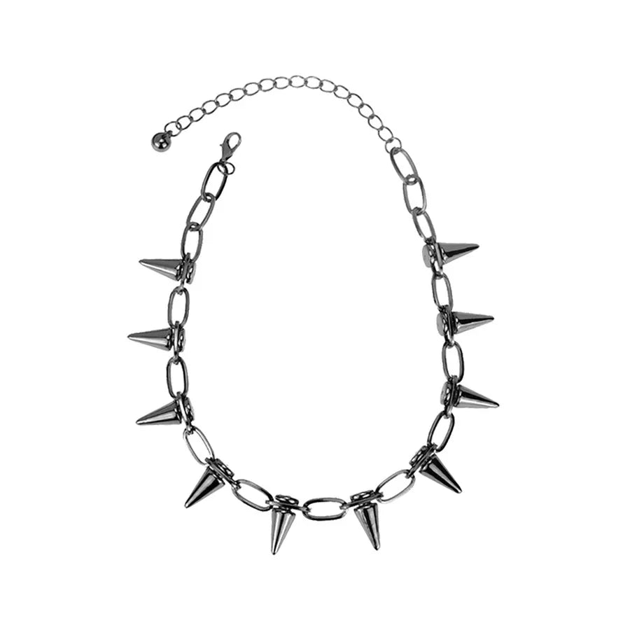 Women's Punk Spike Chain Link Choker Necklace - View 8 | Hensley London
