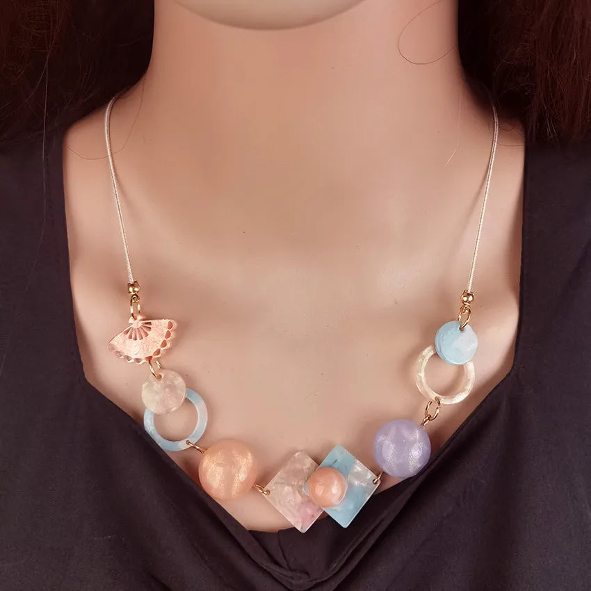 Women's Pendant Necklace Pink Acrylic Geometric Sweet Style 1