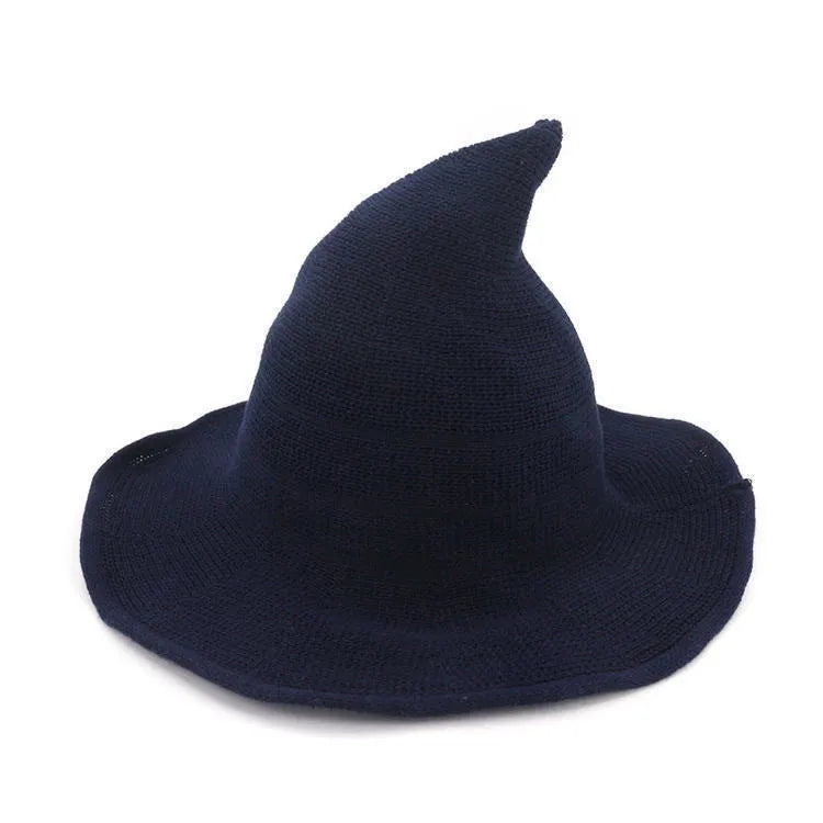 Women's Witch Hat Black Breathable Knitted Cotton Foldable for Halloween 10