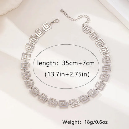 Women's Greek Key Geometric Link Necklace - View 6 | Hensley London