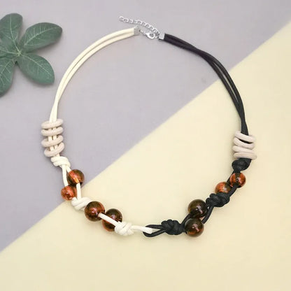 Women's Necklace Color-Block Geometric Wooden Acrylic Beads 4