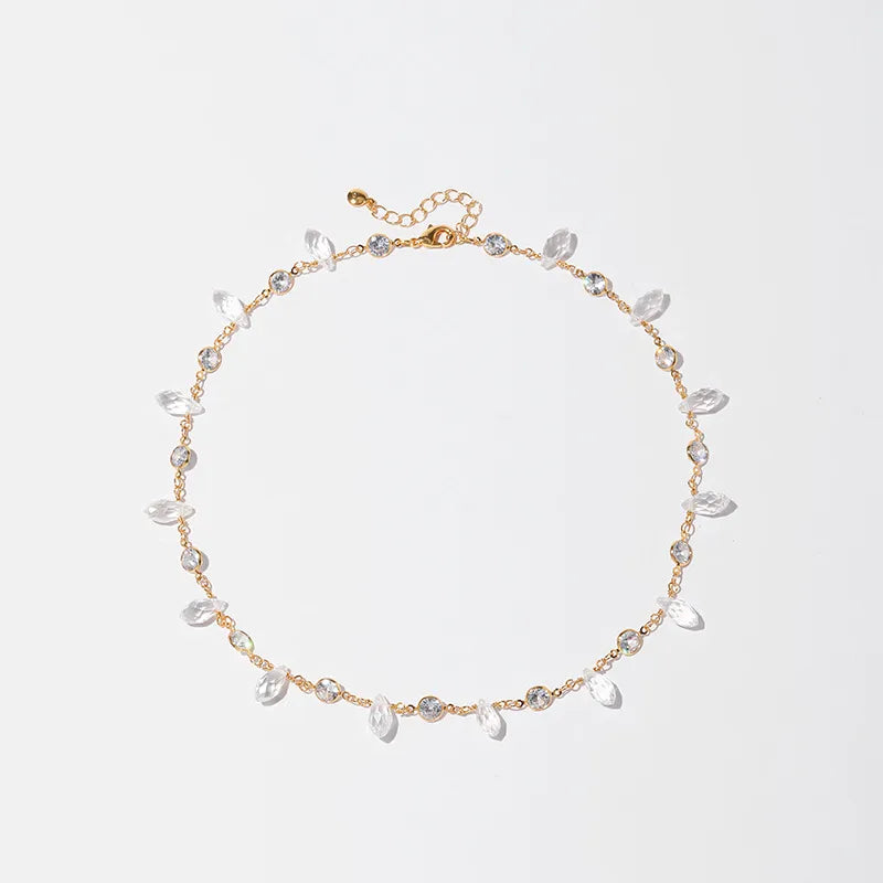 Women's Crystal Bezel Station Chain Necklace - View 3 | Hensley London
