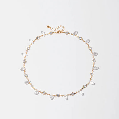 Women's Crystal Bezel Station Chain Necklace - View 3 | Hensley London