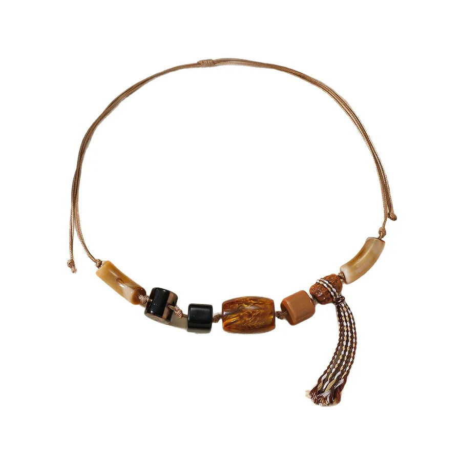 Women's Necklace Geometric Pattern Resin Adjustable Wax Rope 5