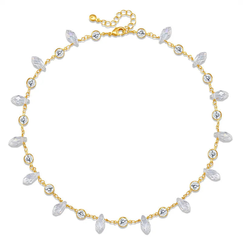 Women's Crystal Bezel Station Chain Necklace - View 5 | Hensley London