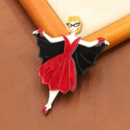 Women's Cat Brooch Pin Black Acrylic Animal Design 10