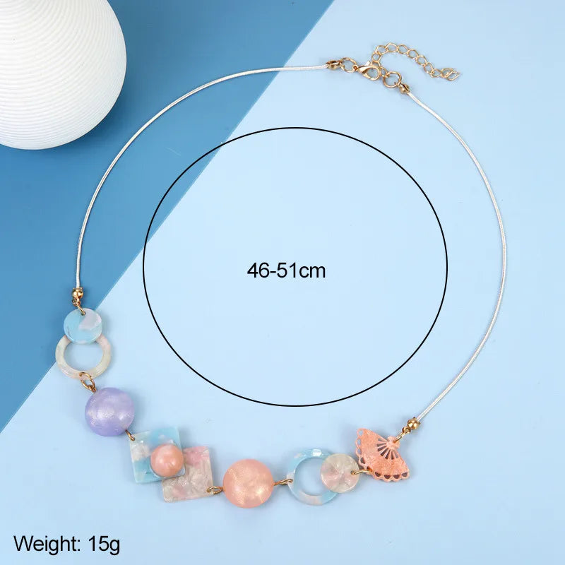 Women's Pendant Necklace Pink Acrylic Geometric Sweet Style 5