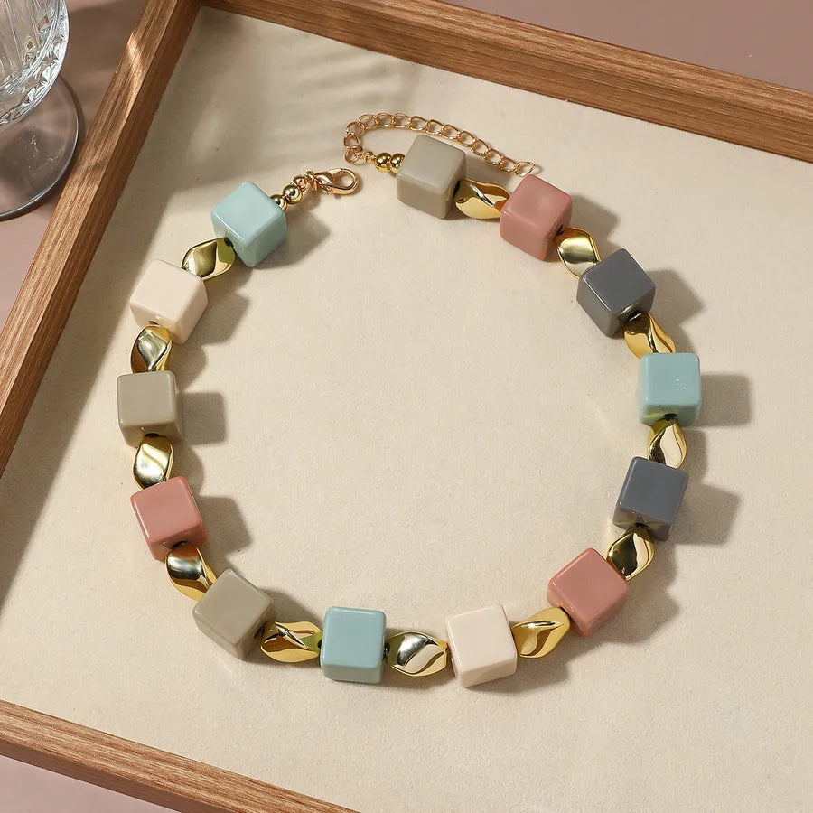 Women's Necklace Cold Tone Geometric Resin Elegant Design 3