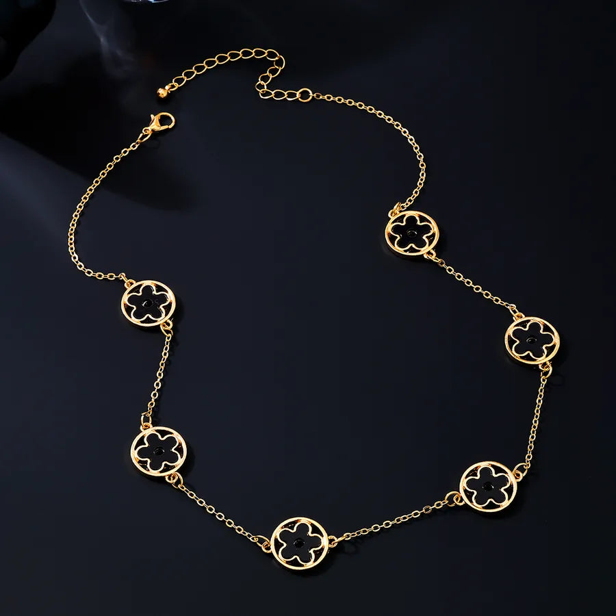 Women's Black Enamel Flower Station Choker - View 5 | Hensley London